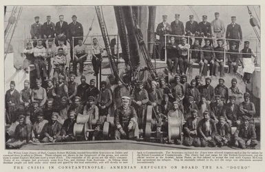 La crisis en Constantinopla, refugiados armenios a bordo del SS Douro