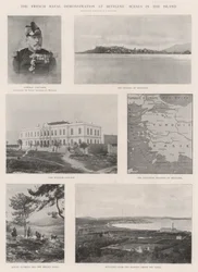 La demostración naval francesa en Mitilene, escenas en la isla