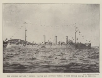 El crucero alemán Gefion, rumbo a aguas chinas bajo el mando del Príncipe Enrique de Prusia