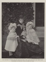 La Princesa de Gales y sus nietas, Lady Alexandria y Lady Maud Duff, hijas de la Princesa Louise, Duquesa de Fife