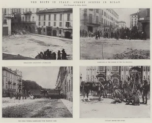 Los disturbios en Italia, escenas callejeras en Milán