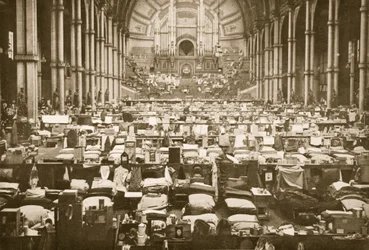 El Salón de los Dormitorios, Alexandra Palace, ilustración de Prisioneros Alemanes en Gran Bretaña