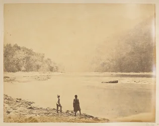 El Teesta en Bheerkotee.  Vistas de Darjeeling. 1870