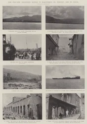 Los desastres volcánicos, escenas en Martinica, San Vicente y Santa Lucía