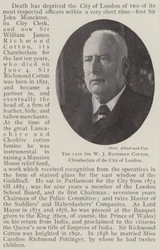 El difunto Sir W J Richmond Cotton, chambelán de la ciudad de Londres