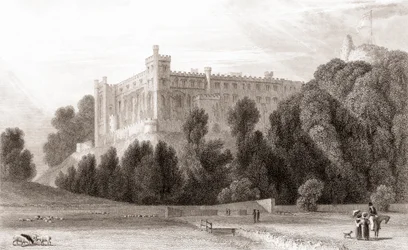 Vista del siglo XIX del castillo de Arundel, Arundel, West Sussex, Inglaterra. De Churton