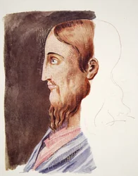 Retrato de Cristo del siglo II de las Catacumbas Romanas, dibujo atribuido a T. Heaphy, reproducido en The Outline of History: being a plain history of life and mankind por H.G. Wells, Londres
