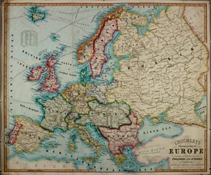 Un mapa a color de Europa del siglo XIX, compilado para su uso en colegios y escuelas.