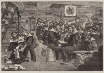 Cena de Navidad en el castillo de proa del Pembroke Man-of-War