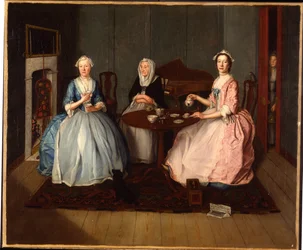 Una familia en un interior tomando té, c.1740