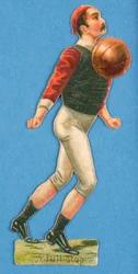 Un punto final, recorte de un futbolista, 1880s-90s