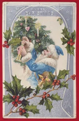 "Feliz Navidad", tarjeta victoriana (cromolito)