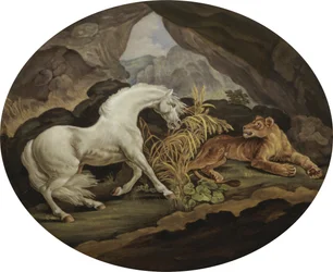 Un caballo asustado por una leona después de George Stubbs (1724-1806)