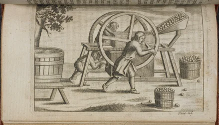 Una máquina para prensar frutas, ilustración de 