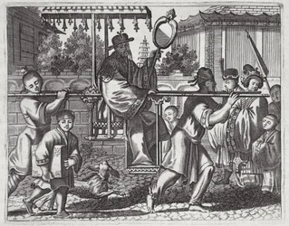 Un Mandarín en una Silla de Sedan, ilustración de una descripción de Embajadas a China, 1690
