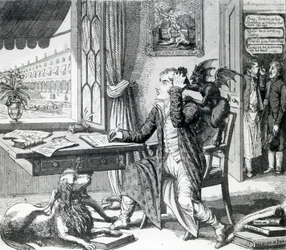Un noble poeta - Rascando sus ideas, publicado por J. Johnston, 1823