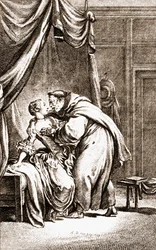 Un sacerdote abordando a una mujer