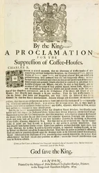 Proclamación del Rey para la Supresión de las Casas de Café, 1675