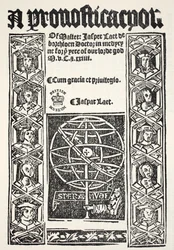 Una Prognosticación, por Jasper Laet (fl.1485-1532), impreso por R. Bankes, 1524