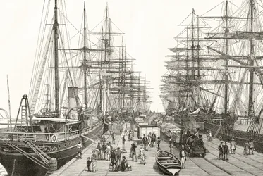Un muelle ferroviario en Melbourne, de 