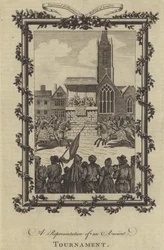 Una representación de un torneo antiguo (grabado)