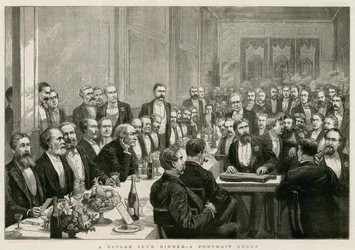 Una cena del Savage Club, un retrato grupal