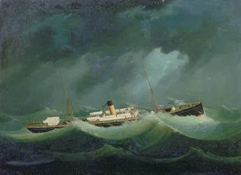 Un buque de la línea Saville en clima tormentoso, c.1870