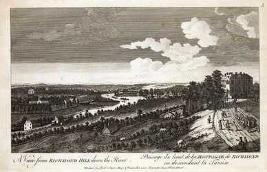 Una vista desde Richmond Hill hacia el río, impreso para Robert Sayer Map y Printseller, Fleet Street