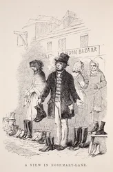 Una Vista en Rosemary-Lane, ilustración de London Labour and London Poor por Henry Mayhew, pub. 1862