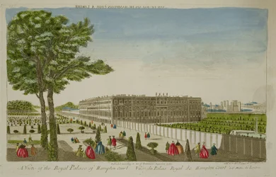 Vista del Palacio Real de Hampton Court, publicado en 1760