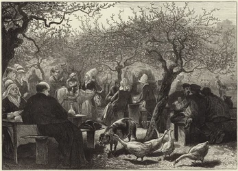 Un día de fiesta en Normandía después de la cosecha de manzanas