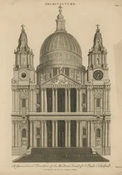 Elevación geométrica del frente occidental de la Catedral de San Pablo