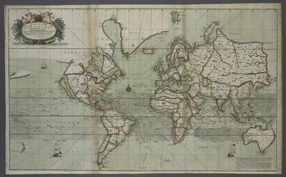 Un nuevo y correcto mapa del mundo de un atlas del mar, 1707