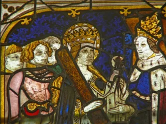 Un panel en la ventana este que representa a Santa Elena con el emperador Constantino