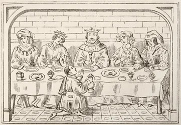 Un banquete real, de La Historia Nacional y Doméstica de Inglaterra por William Hickman Smith Aubrey (1858-1916) publicada en Londres, c.1890