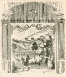 Una escena de la obra Rey Arturo, Teatro Drury Lane, Londres