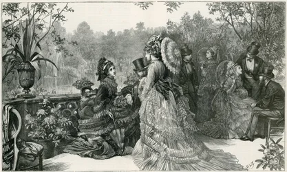 Un boceto de la Fiesta en el Jardín de Su Majestad, Palacio de Buckingham, desde la terraza de la casa de verano