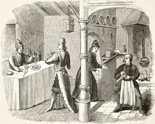 Un comedor y cocina típicos del siglo XV, de 