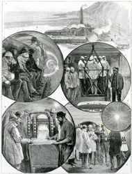 Una visita al Túnel del Canal, ilustración de The Graphic 4 de marzo, 1882