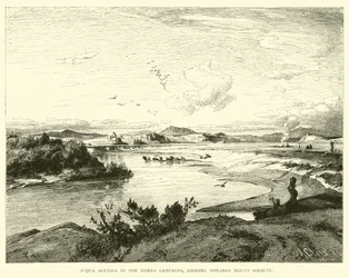 Acqua Acetosa en la Campagna Romana, mirando hacia el Monte Soracte