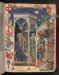 Agregar. 17466, f.40r Adoración de los Reyes Magos