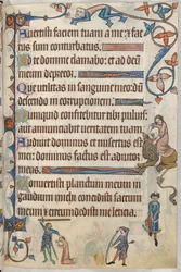 Añadir. 42130, f.56, Salmo 29, Ejecución de Tomás de Lancaster, del "Salterio de Luttrell", c.1325-35 (vitela)