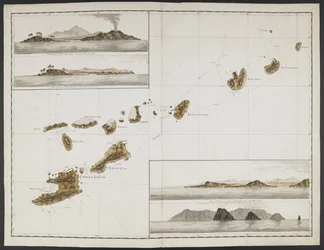 Agregue MS 15500 f.17 Veintidós Cartas, vistas de Headlands, etc., tomadas durante el viaje del Capitán Cook en la Resolución a través del Océano Pacífico y el Océano Austral