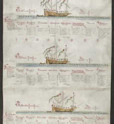 Añadir MS 22047 f.4r La galera El Unicornio y La Golondrina, de 