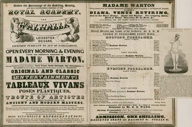 Anuncio de The Walhalla, Leicester Square, bajo la dirección de Madame Warton