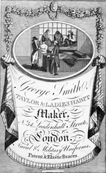 Anuncio para George Smith, sastre y fabricante de hábitos para damas