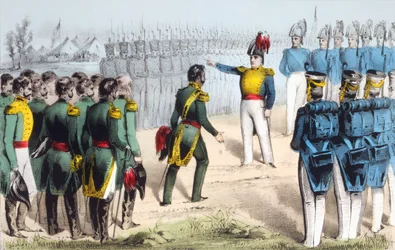 Después de la Batalla de Monterrey, el General Mexicano Pedro de Ampudia rinde la ciudad al General Americano Zachary Taylor durante la Guerra Mexicano-Estadounidense de 1846-48