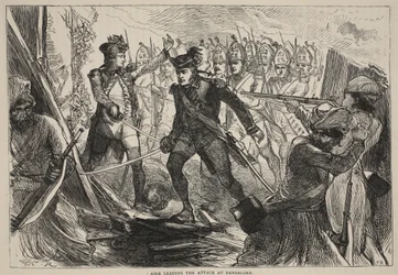 Aire liderando el ataque en Bangalore, ilustración de Cassells Illustrated History of India de James Grant, pub. 1879