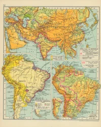Aisa bajo los mongoles. América del Sur c 1650. Sudamérica en el siglo XIX (litografía en color)