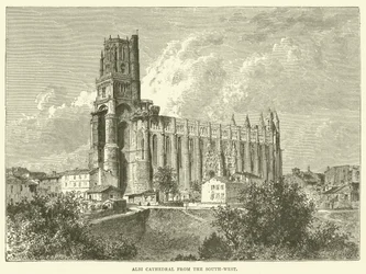 Catedral de Albi desde el suroeste (grabado)
